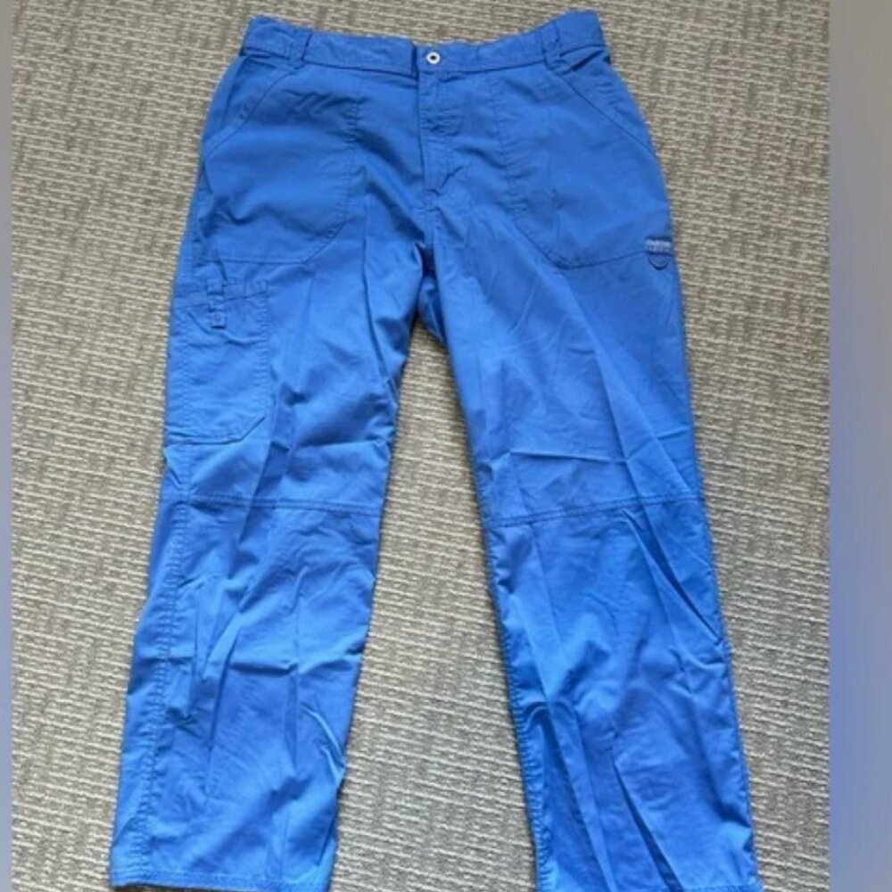 Cherokee Men's Light Blue Zip Fly Cargo Scrub Pant (Short)